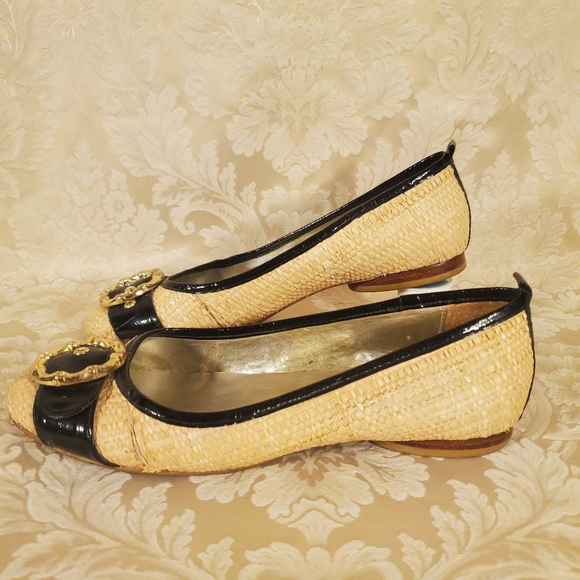 Elaine Turner "Marlie" Raffia Woven Straw Ballet Flats - Picture 2 of 8
